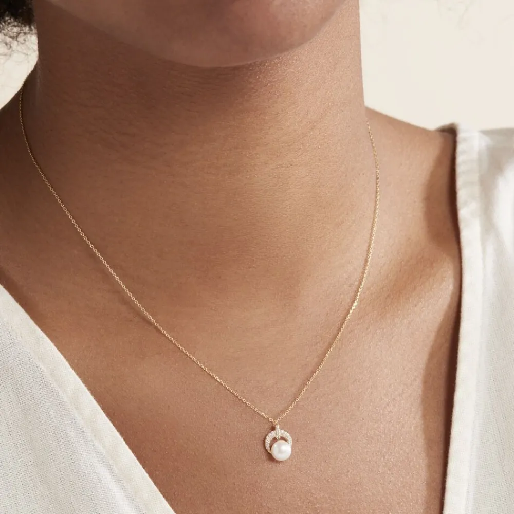 Collier Aloys Or Jaune Perle De Culture Et Oxyde De Zirconium|Marc Orian Discount