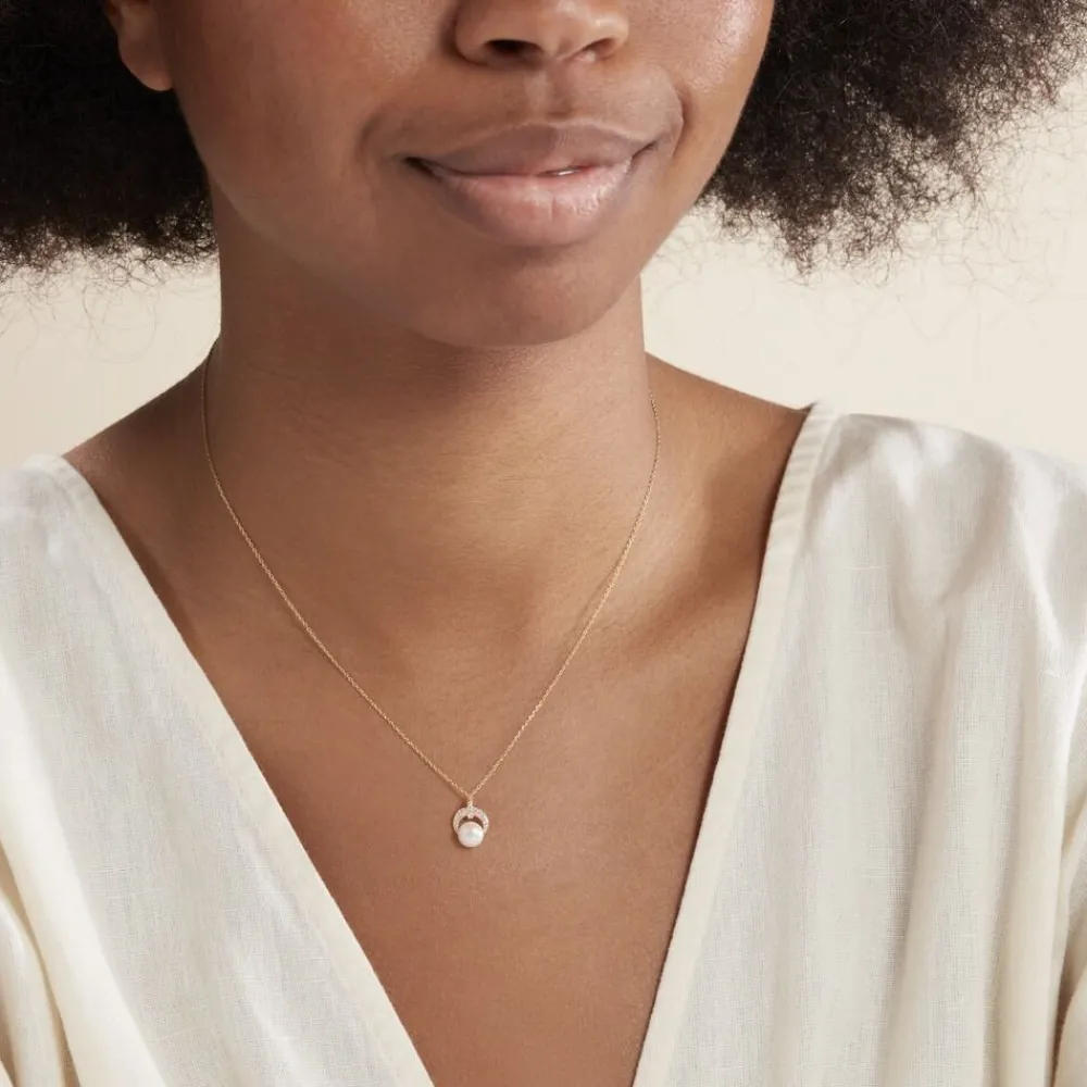 Collier Aloys Or Jaune Perle De Culture Et Oxyde De Zirconium|Marc Orian Discount