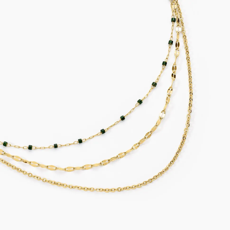 Collier Amala Acier Jaune Verre