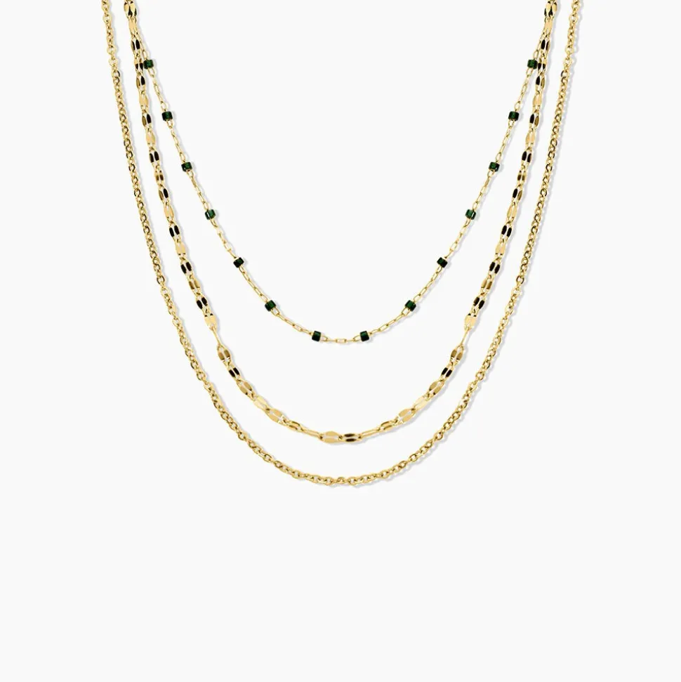 Collier Amala Acier Jaune Verre
