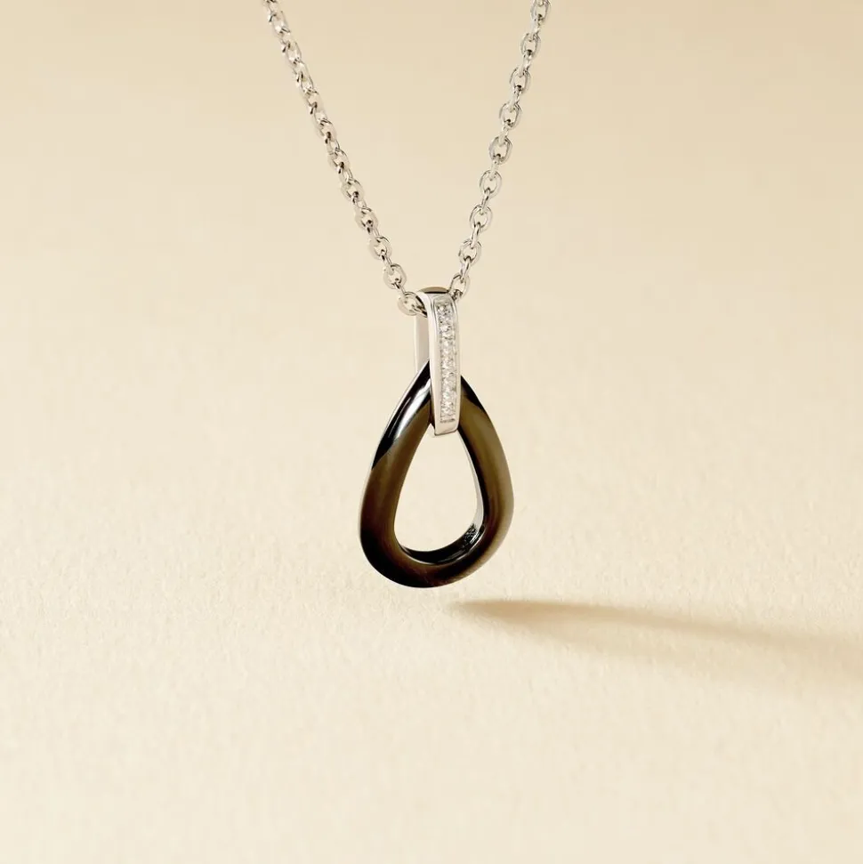 Collier Amaris Argent Blanc Céramique Et Oxyde De Zirconium