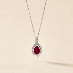 Collier Angelika Or Blanc Rubis Et Diamant
