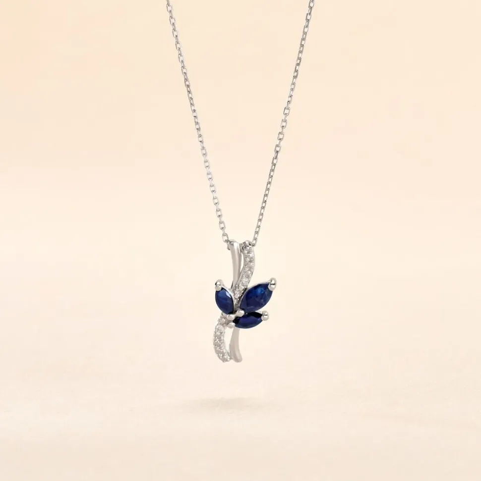 Collier Angie Or Blanc Saphir Diamant