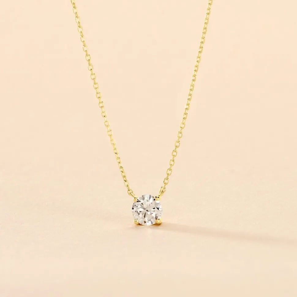 Collier Aphrodite Or Jaune Diamant Synthetique