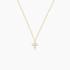 Collier Arene Croix Or Jaune Oxyde De Zirconium