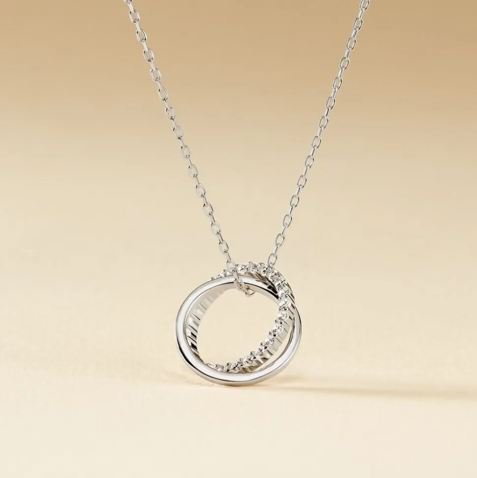Collier Argent Blanc Circus Oxyde De Zirconium Maille