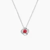 Collier Argent Blanc Clover Verre Oxydes De Zirconium