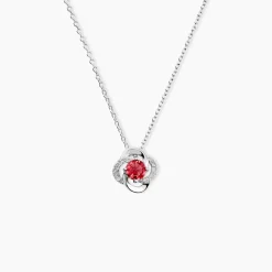 Collier Argent Blanc Clover Verre Oxydes De Zirconium