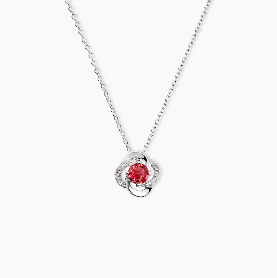 Collier Argent Blanc Clover Verre Oxydes De Zirconium
