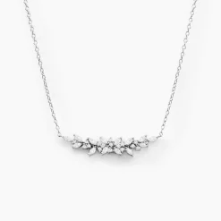 Collier Argent Blanc Precieux Flocon Oxyde De Zirconium