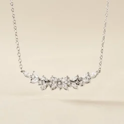 Collier Argent Blanc Precieux Flocon Oxyde De Zirconium