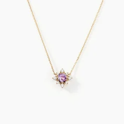 Collier Astrithr Or Jaune Améthyste Oxyde De Zirconium