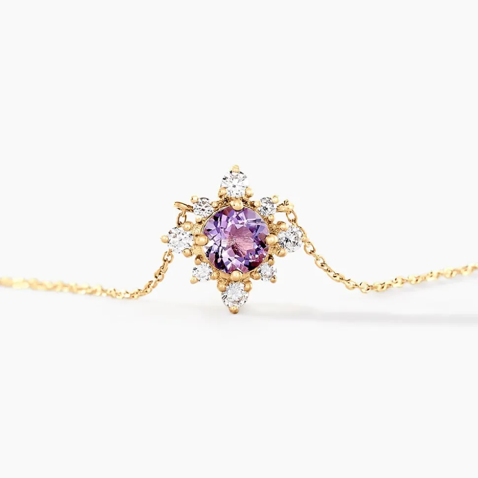 Collier Astrithr Or Jaune Améthyste Oxyde De Zirconium