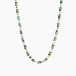 Collier Athena Acier Doré Jaspe Africain|Marc Orian Hot