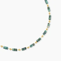 Collier Athena Acier Doré Jaspe Africain|Marc Orian Hot