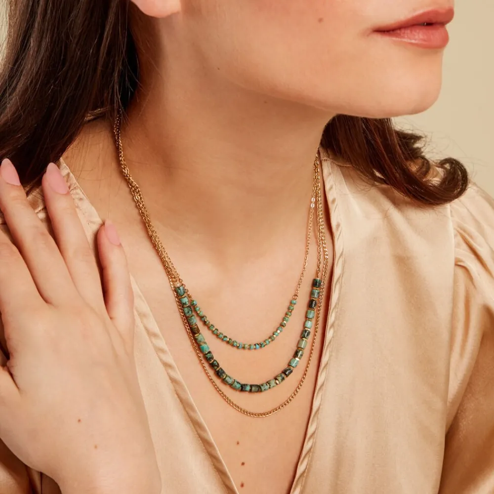 Collier Athena Acier Doré Jaspe Africain|Marc Orian Clearance
