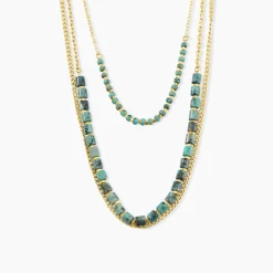 Collier Athena Acier Doré Jaspe Africain|Marc Orian Clearance