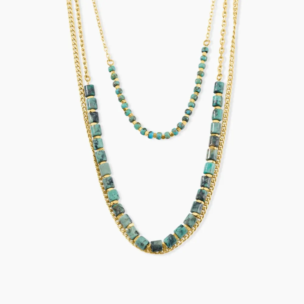 Collier Athena Acier Doré Jaspe Africain|Marc Orian Clearance