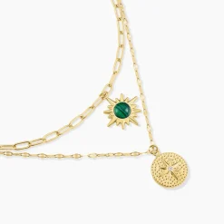 Collier Athena Acier Doré Malachite|Marc Orian Online