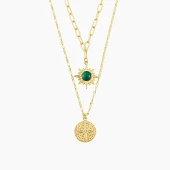Collier Athena Acier Doré Malachite|Marc Orian Online