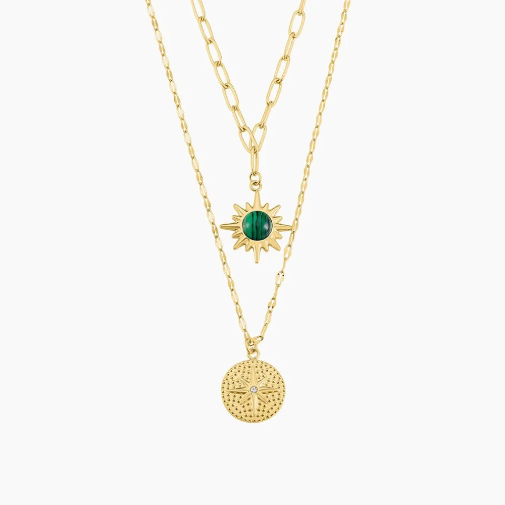 Collier Athena Acier Doré Malachite|Marc Orian Online