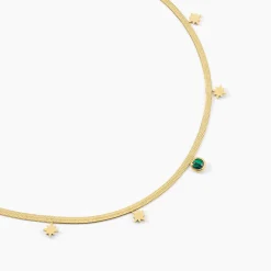Collier Athena Acier Doré Malachite|Marc Orian Sale