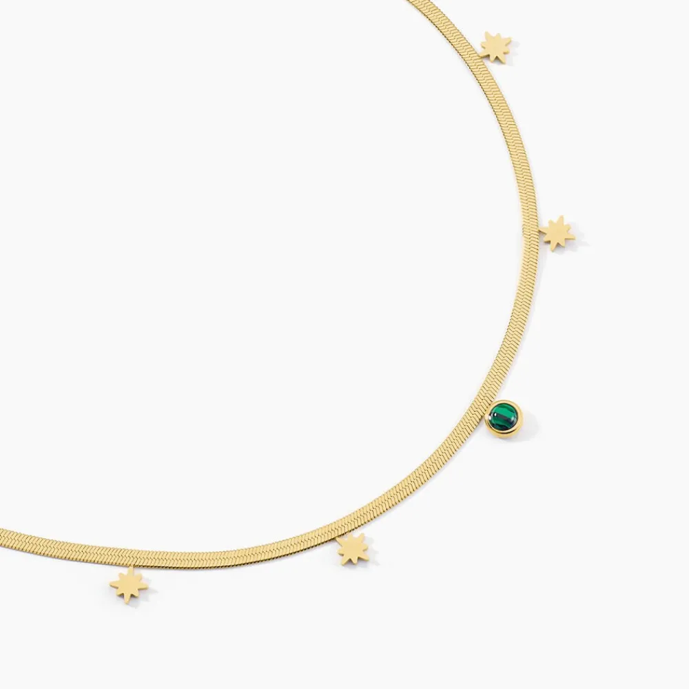Collier Athena Acier Doré Malachite|Marc Orian Sale