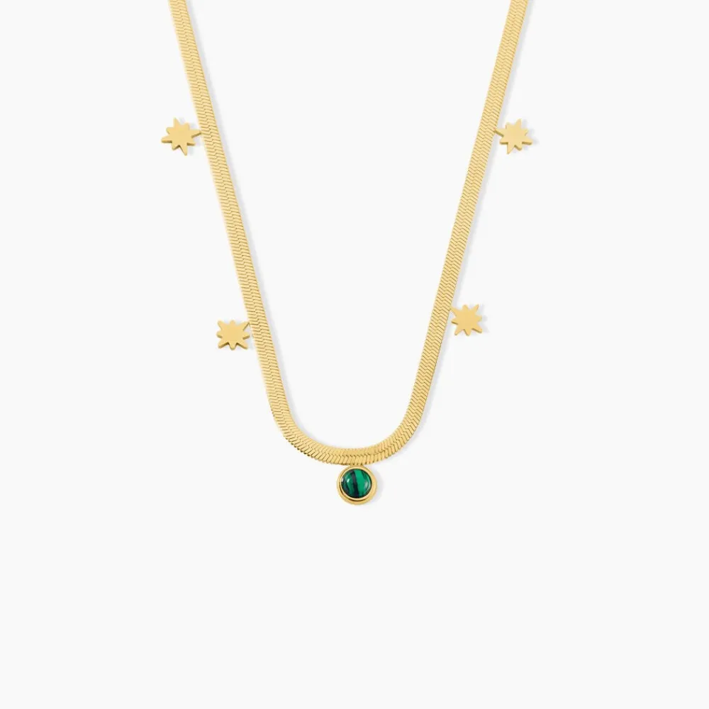 Collier Athena Acier Doré Malachite|Marc Orian Sale
