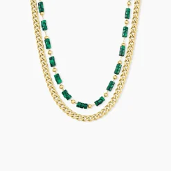 Collier Athena Acier Doré Malachite|Marc Orian Discount