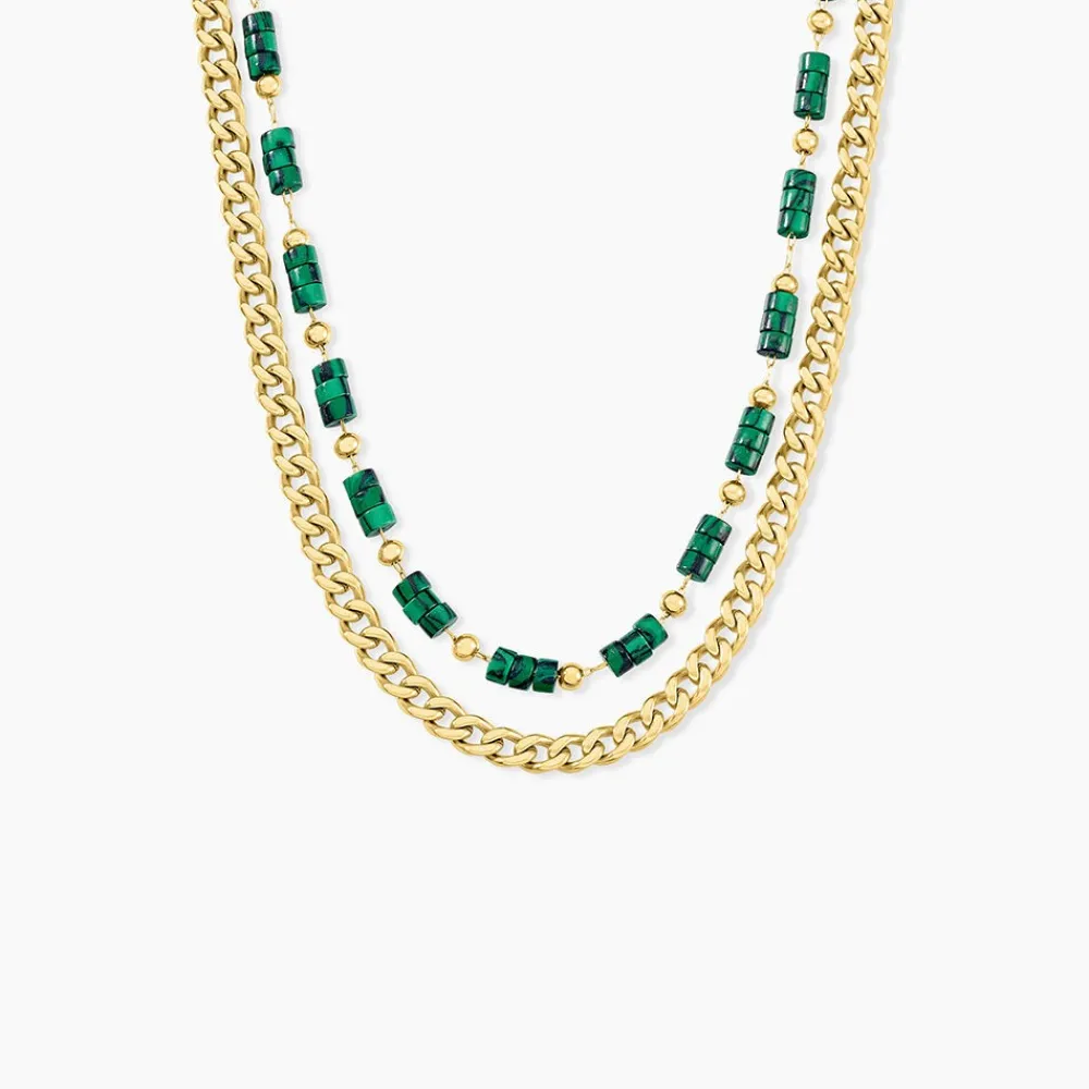 Collier Athena Acier Doré Malachite|Marc Orian Discount