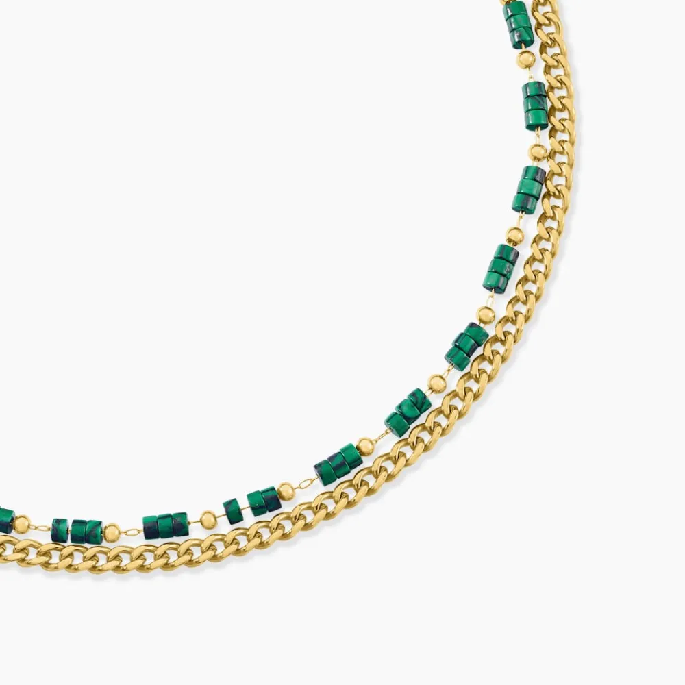 Collier Athena Acier Doré Malachite|Marc Orian Discount