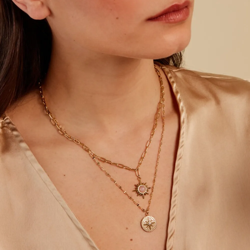 Collier Athena Acier Doré Quartz|Marc Orian Hot