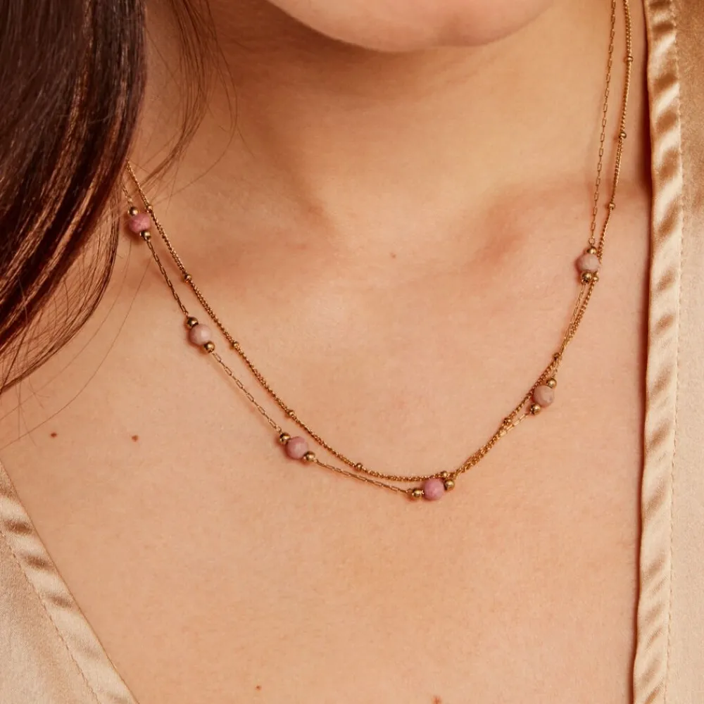 Collier Athena Acier Jaune Rhodochrosite|Marc Orian Outlet
