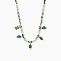 Collier Athena Acier Jaune Turquoise Amazonite Agate|Marc Orian Online