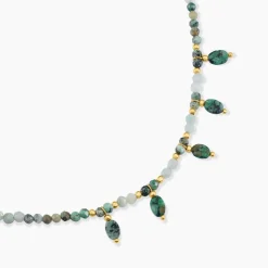 Collier Athena Acier Jaune Turquoise Amazonite Agate|Marc Orian Online