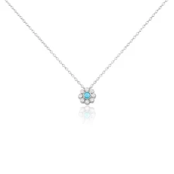 Collier Aurel Argent Blanc Turquoise Oxyde De Zirconium