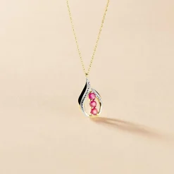 Collier Aurora Or Jaune Rubis Et Diamant
