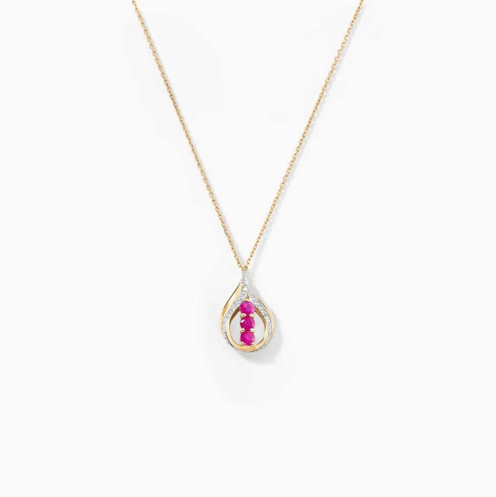Collier Aurora Or Jaune Rubis Et Diamant