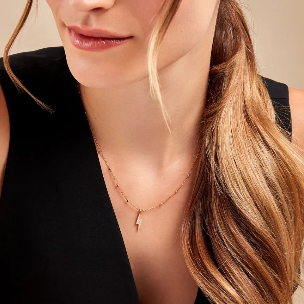 Collier Aurore Acier Doré éclair Cristal|Marc Orian Hot