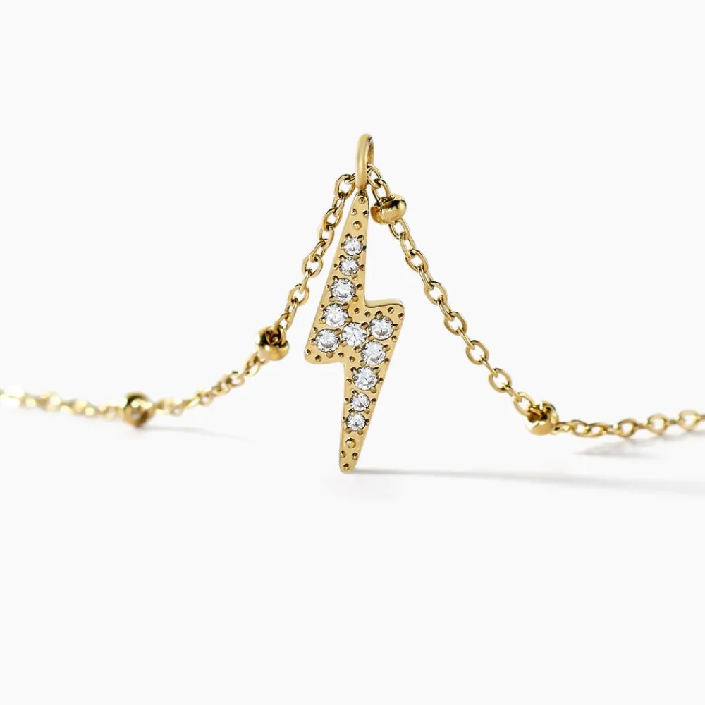 Collier Aurore Acier Doré éclair Cristal|Marc Orian Hot