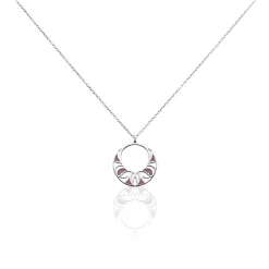 Collier Azalea Argent Blanc Email Rose