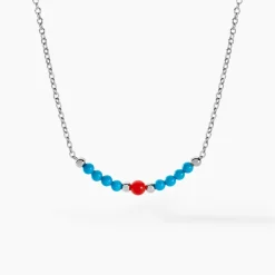 Collier Behati Argent Blanc Corail Turquoise