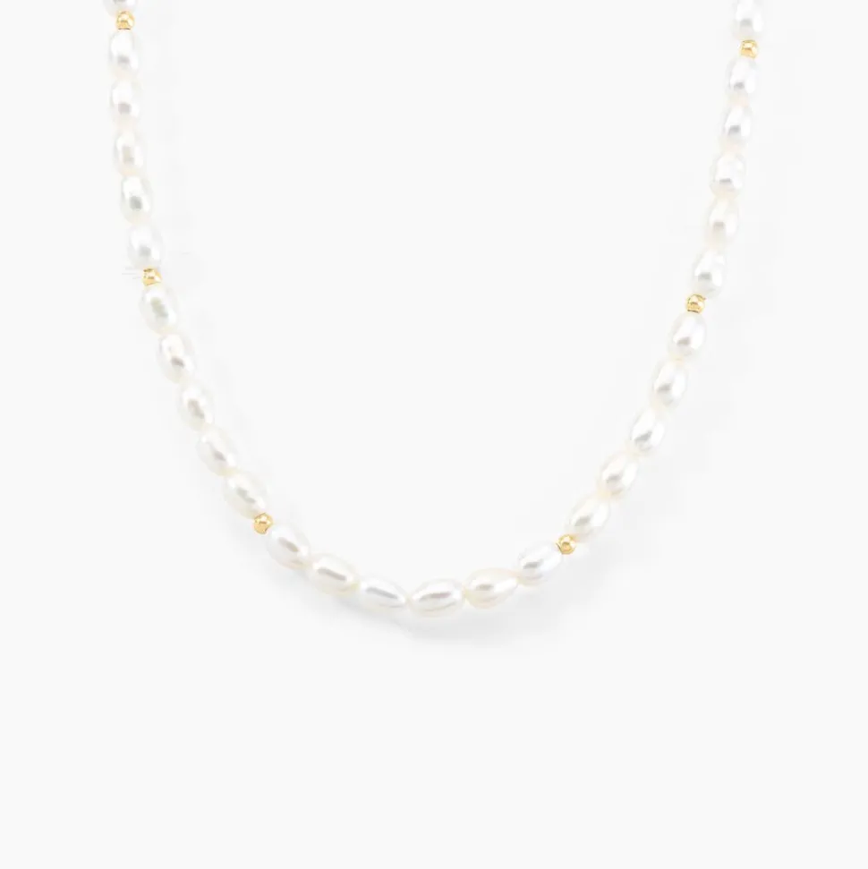 Collier Billes Or Jaune Perle De Culture