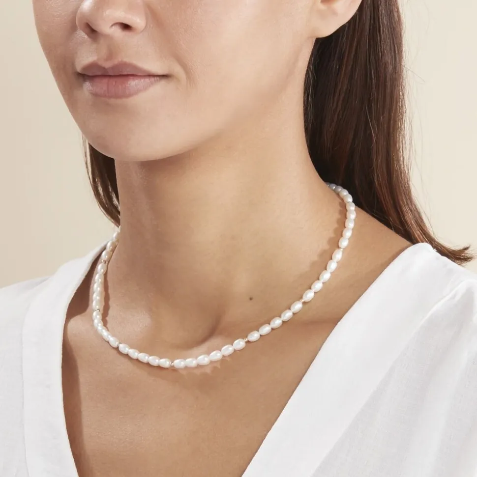 Collier Billes Or Jaune Perle De Culture