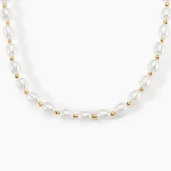 Collier Billes Or Jaune Perle De Culture