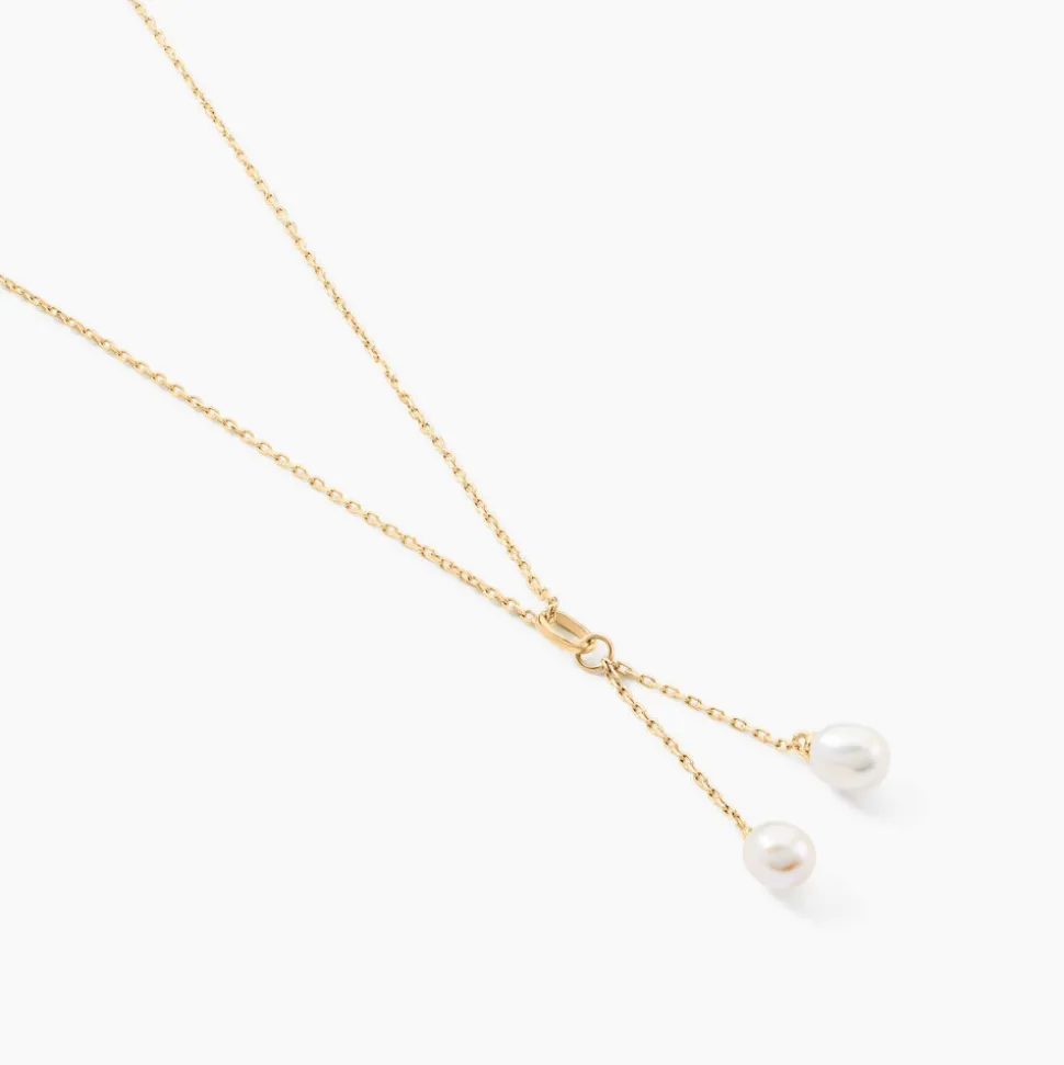 Collier Carrine 2 Fils Or Jaune Perle De Culture