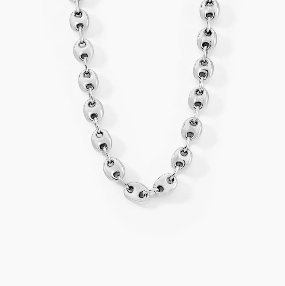 Collier Carrus Maille Grain De Cafe Argent Blanc