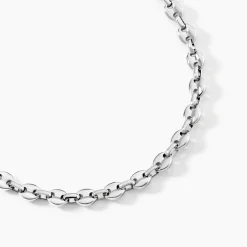 Collier Carrus Maille Grain De Cafe Argent Blanc