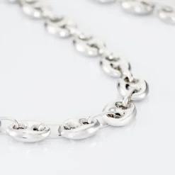 Collier Carrus Maille Grain De Cafe Argent Blanc