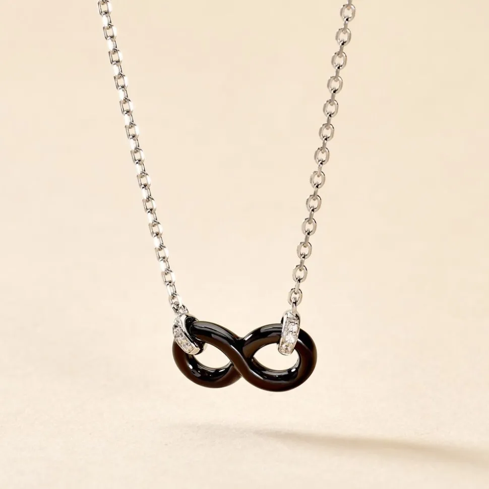Collier Celinia Argent Blanc Céramique Et Oxyde De Zirconium